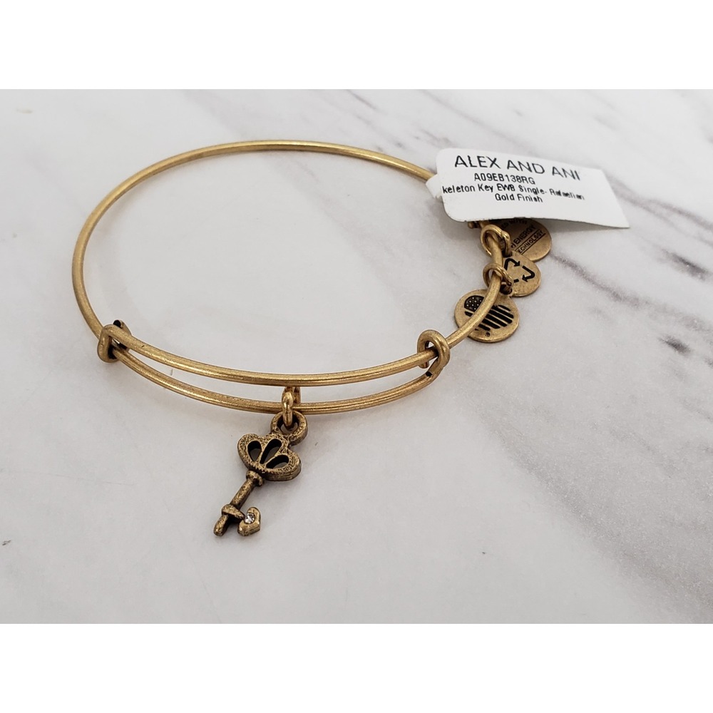 Alex and Ani (Rafaelian Goldtone) SKELETON KEY Expandable Bangle
